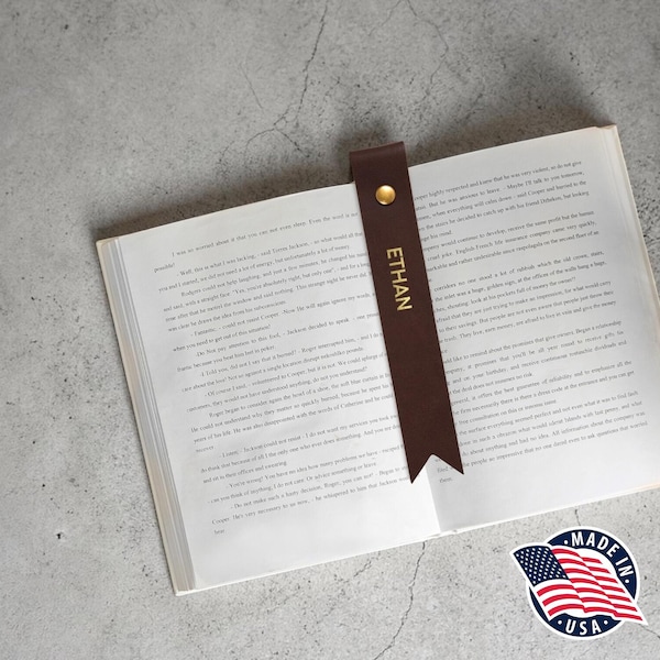 Northwind Personalized Leather Bookmark, Custom Engraved Full Grain Leather Bookmark, Handmade in USA, Gift for Book Lovers