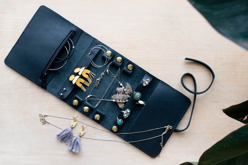 Leather Jewelry Organizer. Jewelry Roll. Jewelry Holder. Etsy