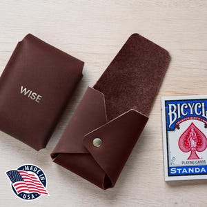 Northwind Personalized Leather Playing Card Case Custom Monogram Card Holder Full Grain Leather Poker Gift Travel Case Handmade in USA