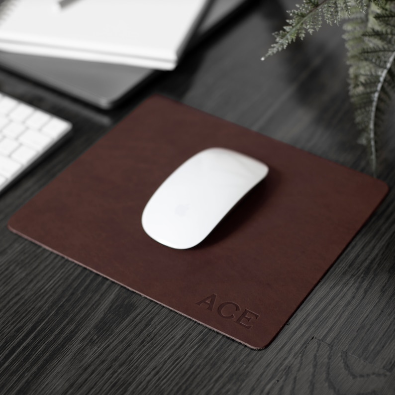 Leather Mouse Pad. Modern Desk Decor. Personalized Mouse Pad. WFH Mouse Pads. Custom Mouse Pad. Graduation Gift. Mouse Pad. Work From Home. Red Maple w/ No Foil