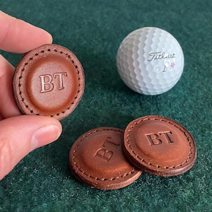 Northwind Personalized Leather Golf Ball Markers Set of 2, Custom Monogrammed Full Grain Leather, Handmade in USA, Premium Golf Gift for Men