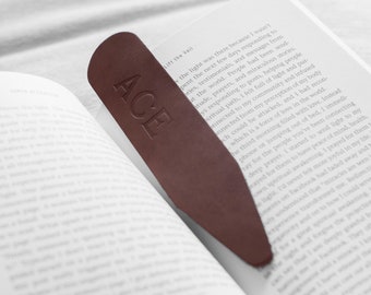 Monogrammed Leather Bookmark. Personalized Leather Bookmark. Engraved Leather Bookmark. Custom Bookmark