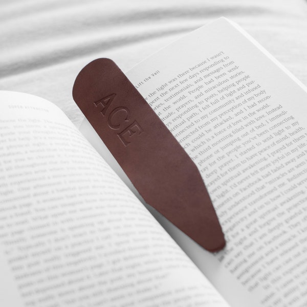 Monogrammed Leather Bookmark. Personalized Leather Bookmark. Engraved Leather Bookmark. Custom Bookmark
