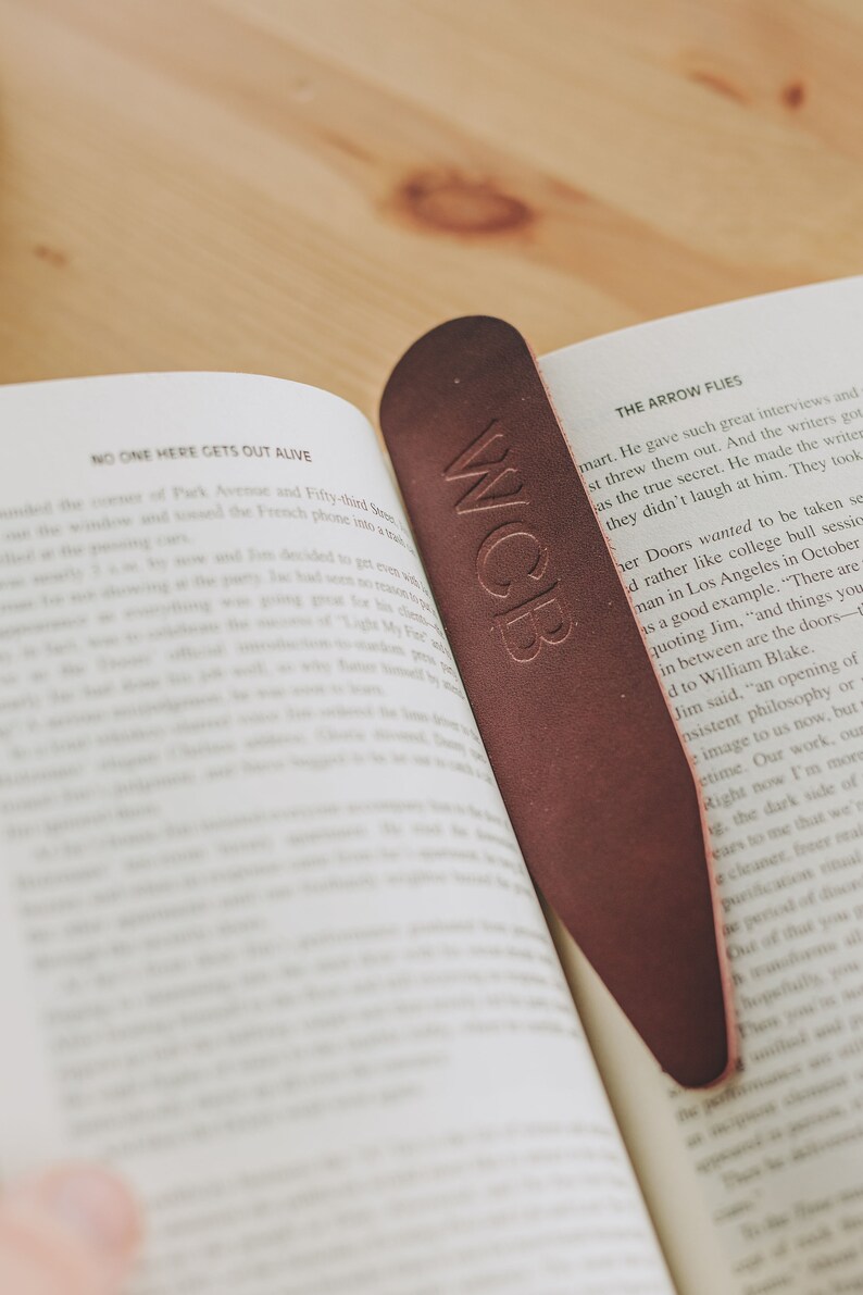 Monogrammed Leather Bookmark. Personalized Leather Bookmark. Engraved Leather Bookmark. Custom Bookmark