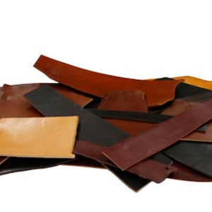 Retales de cuero de 2,2 kg. Cuero nacional. Retales de cuero de EE. UU. Ideales para manualidades. Cuero de práctica. Retales de cuero premium. Colores surtidos.
