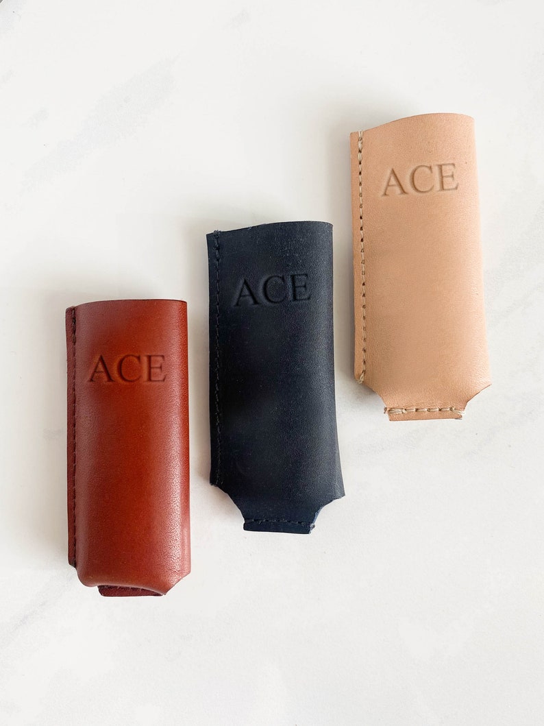 Customized Leather Lighter Cover. Lighter INCLUDED Personalized Lighter Cover. Monogrammed Lighter. Full grain leather. Handmade in USA. image 1