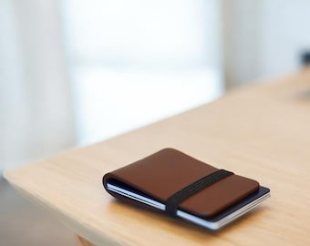 Northwind Personalized Leather Card Wallet with Elastic Band, Handmade in USA, Custom Slim Minimalist Wallet for Men, Front Pocket Wallet