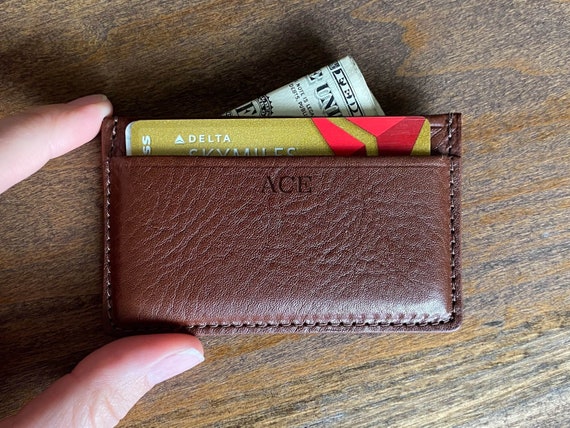 Minimal wallet Gift for him Personalized Vintage full grain leather handmade wallet Anniversary Birthday Present for men