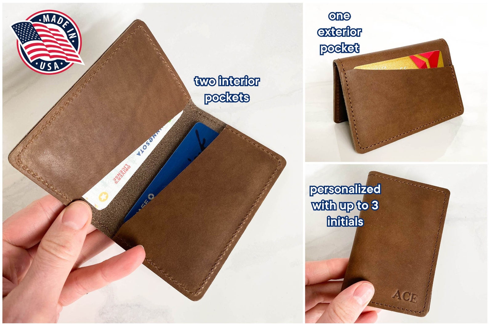 Personalized Front Pocket Wallet. Folded Card Holder. Credit Etsy