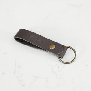 Custom Leather Keychain. Personalized Key Fob. Monogrammed Full Grain ...