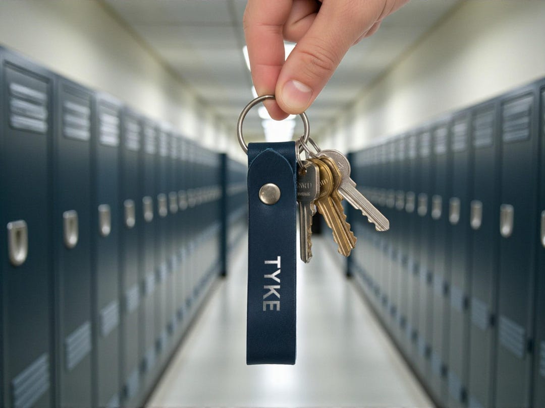 Personalized Navy Leather Keychain: Handmade USA, Gold/silver Foil - Etsy