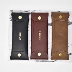 Monogram Leather Pencil Case: Personalized Pen & Brush Holder