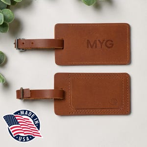 Northwind Personalized Leather Luggage Tag Custom Monogram Travel Bag Tag Full Grain Leather Handmade Gift Made in USA