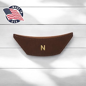 Northwind Short Leather Pot Secondary Handle Cover Handmade In USA Full Grain Leather Cast Iron Helper Handle Grip Rustic Kitchen Gift