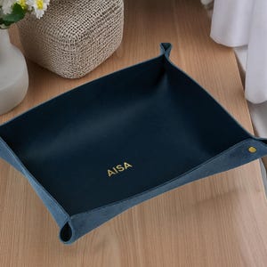 Northwind Riveted Full Grain Leather Valet Tray, Personalized Catchall Organizer, Custom Engraved and Handmade in USA
