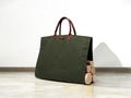 Northwind Personalized Canvas Firewood Log Carrier, Handmade in USA, Full Grain Leather Handles, Custom Leather Patch Tote