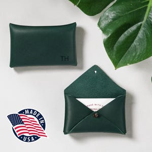 Enveloppe en cuir personnalisée Northwind, porte-monnaie personnalisé en cuir pleine fleur, cadeau monogrammé, fait main aux États-Unis