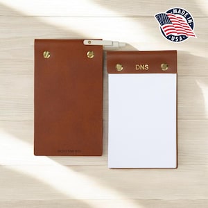 Northwind Personalized Leather Notepad Handmade in USA Custom Monogram Desk Jotter Refillable Full Grain Leather Gift for Men Women