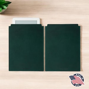 Northwind Personalized Leather Kindle Sleeve 6–7 Inch, Handmade in USA, Full Grain Leather Case for Kindle, Custom Monogram Gift for Readers