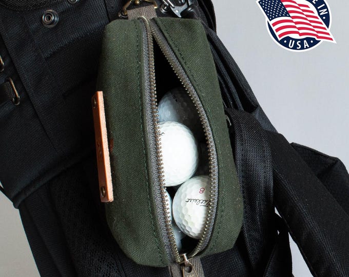 Custom Golf Valuables Pouch, Monogrammed Canvas Tee & Ball Marker Bag, Golf Gift for Dad