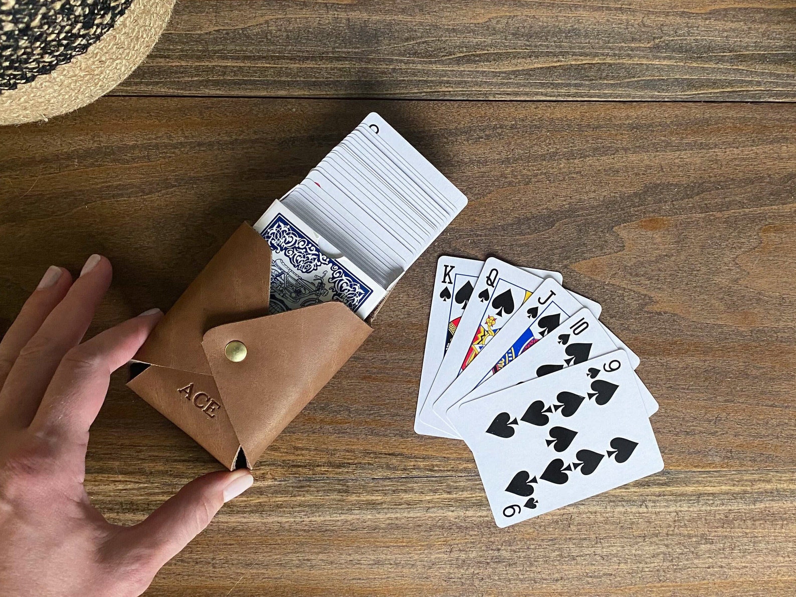 Personalized Leather Playing Card Case. Leather Card Case. Etsy