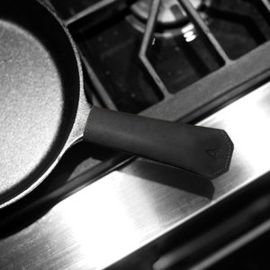 Personalized Leather Skillet Handle Cover: Cast Iron Pot Holder, USA Made