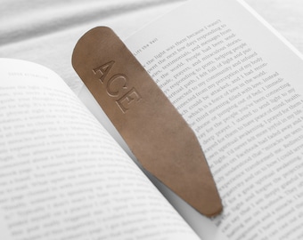 Single Tone Leather Bookmark. Personalized Leather Bookmark. Engraved Leather Bookmark. Custom Bookmark