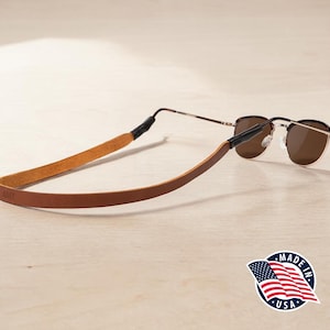 Northwind Personalized Sunglass Strap Custom Eyeglass Strap Engraved Full Grain Leather Eyewear Retainer Handmade USA Stylish Glasses Holder Copper