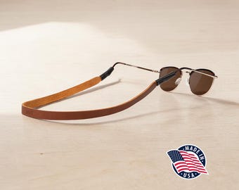 Personalized Leather Glasses Strap, Sunglasses Holder & Eyeglass Chain, Full Grain Eyewear Retainer, Gift for Him or Her