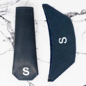 Personalized Leather Cast Iron Skillet Handle Cover Set - Monogrammed Potholder
