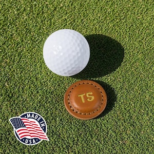 Personalized Golf Ball Marker Set of 2, Monogrammed Leather Ball Markers, Golf Gift for Men, Stocking Stuffer