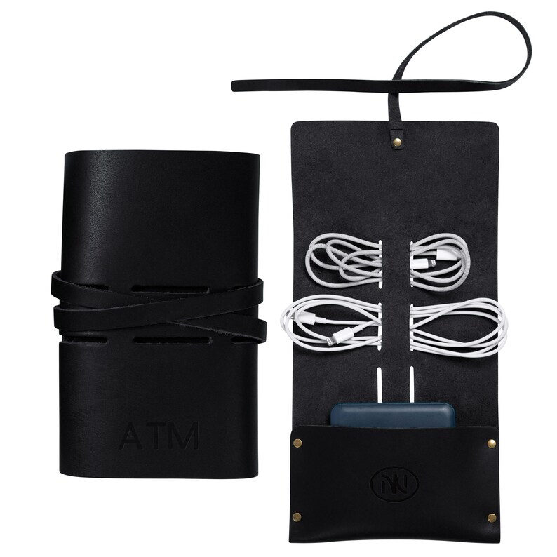 Northwind Personalized Leather Tech Accessory Roll