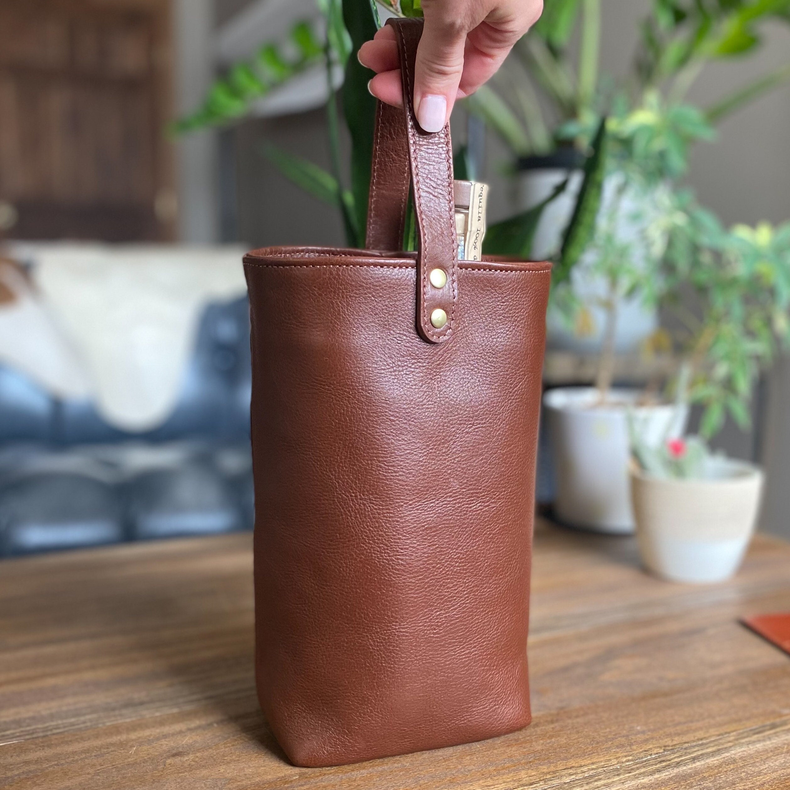 monogrammed wine tote