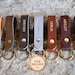 Personalized Leather Keychain. Custom Leather Keychain. Monogrammed Leather Keychain. Handmade in USA. Gold and Silver Foil Available. Fob. 