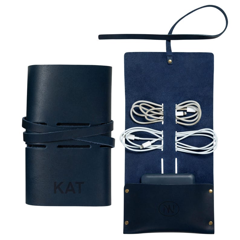 Northwind Personalized Leather Tech Accessory Roll - Thumbnail 5