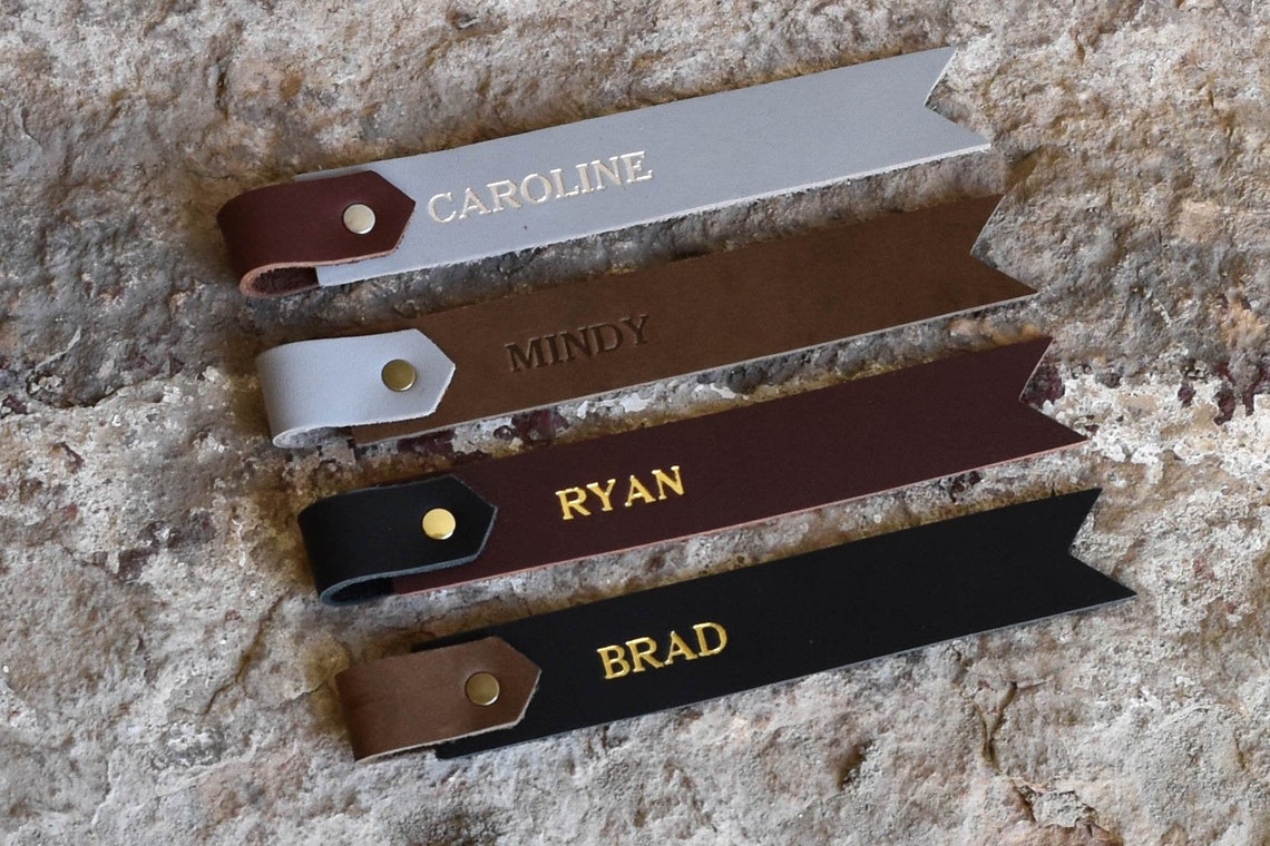 Personalized Leather Bookmark. Custom Genuine Leather Two Tone image 1