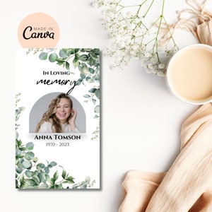 funeral prayer card template printable eucalyptus memorial prayer card celebration of life editable prayer card template in memoriam prayer