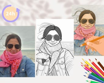 Personalized Photo to Coloring Page: Custom Portrait Line Art (PDF Download)