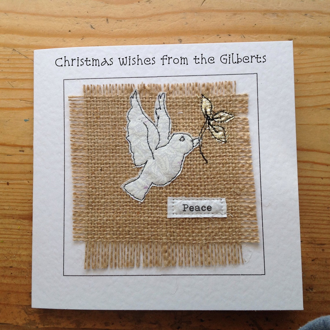 Sewn textile Christmas card. Non religious Holiday card Etsy