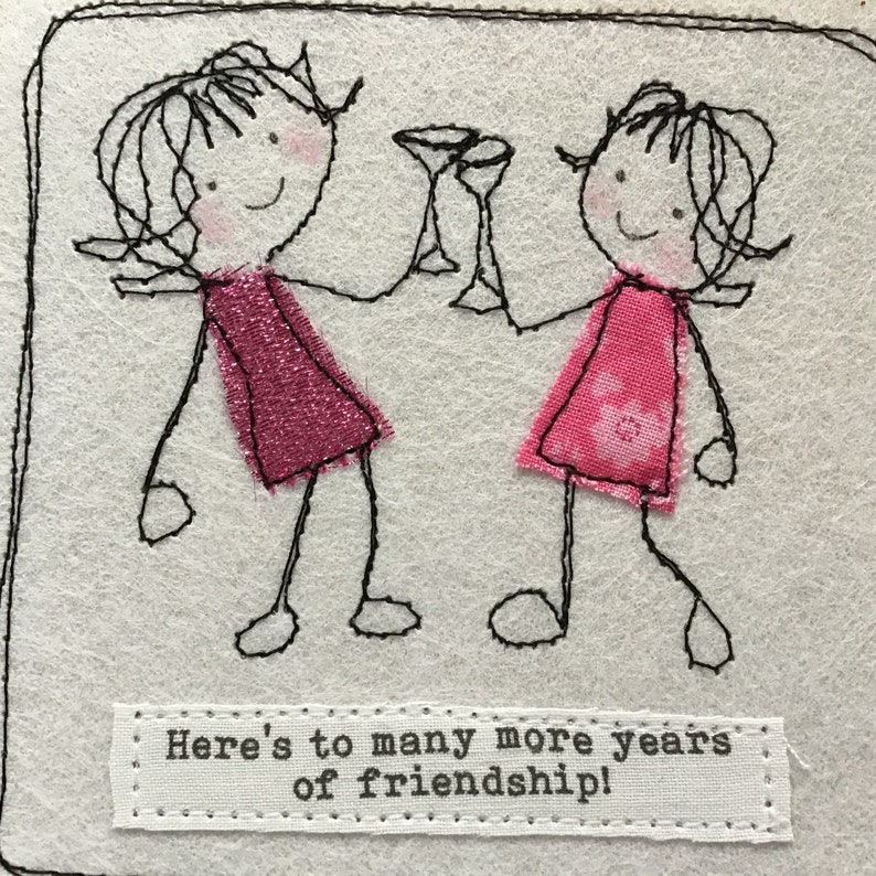 get well card with fabric and embroidery Lesbian card can be personalised with your words. Best friend birthday Friend card