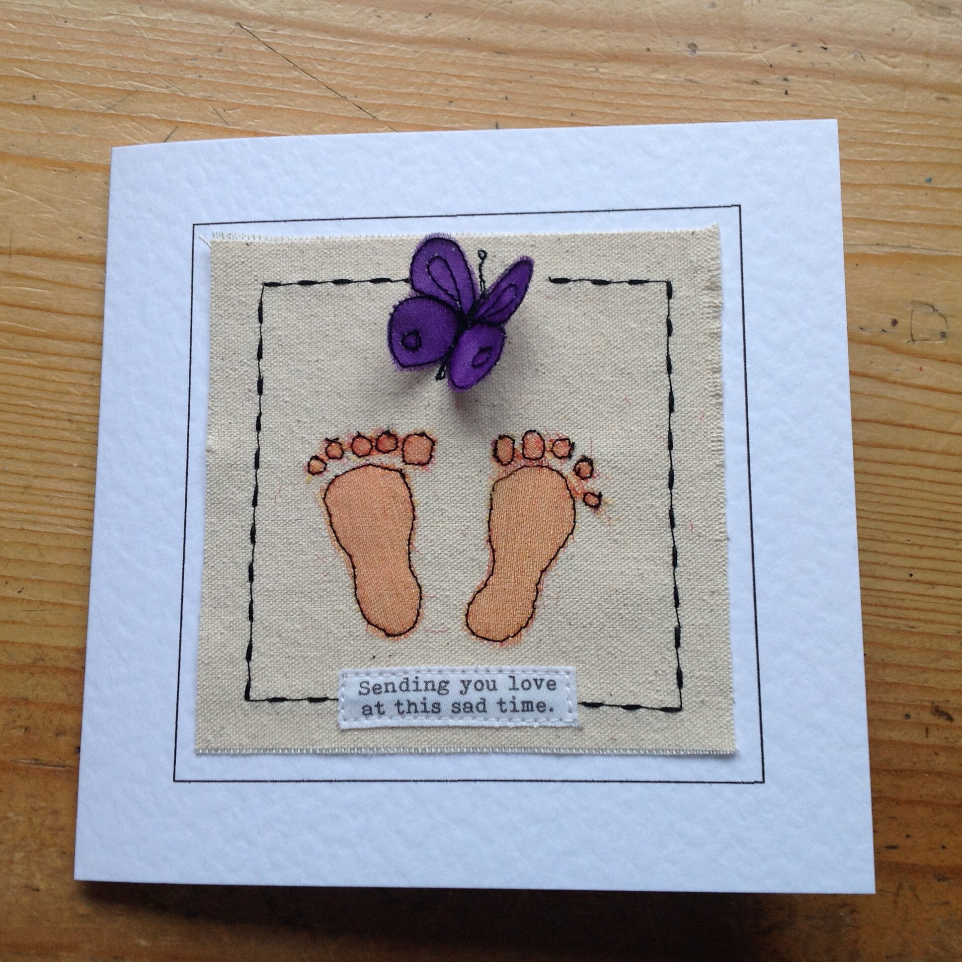 Baby loss with poem card. Stillborn sympathy textile card. Cot Etsy