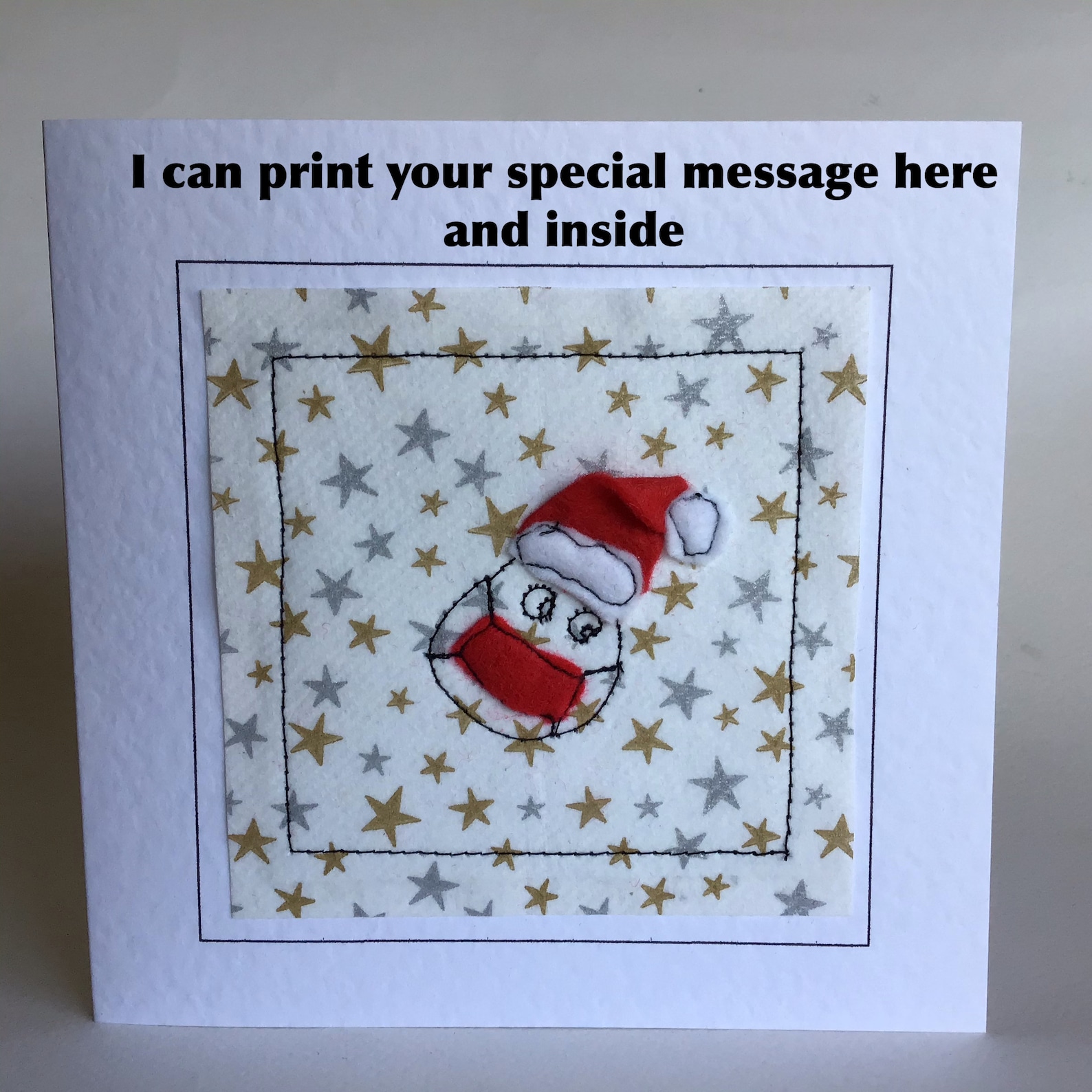 Sewn textile Christmas card. Non religious Holiday card | Etsy