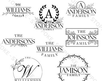 Family Name Monogram SVG Bundle With Split Monogram Signs Personalized Family Frame Cut File for Cricut & Silhouette Design for Cricut