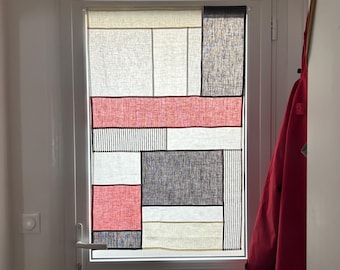 Cortina de privacidad personalizable de lino Pojagi Patchwork: Noren artesanal para puertas, ventanas y separadores de ambientes.