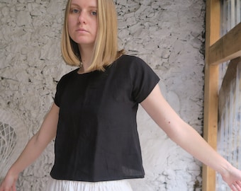 Basic linen top, women's everyday T-shirt