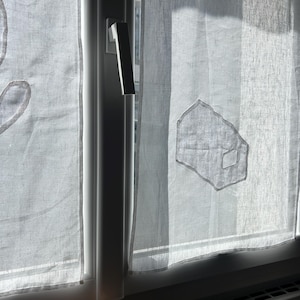 Linnen artsy tekening transparant gordijn Handgemaakte noren voor ramen en scheidingswanden, Whimsy Cafe-gordijn