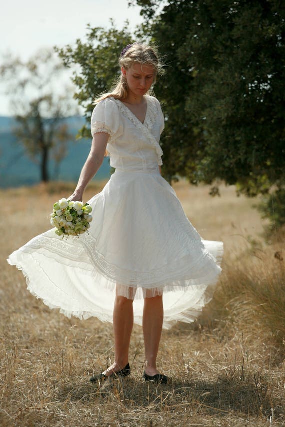 Linen Wrap Top And Skirt Wrap Wedding Dress High Low Etsy