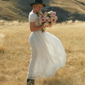 Linen maxi dress rustic, country and boho wedding dress, rustic wedding dress image 5