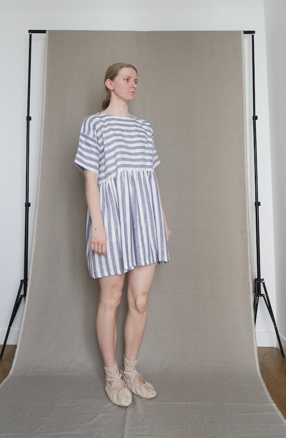 striped oversized t shirt dress Weekday Huge cotton oversized t-shirt dress in green and white stripe - MULTI