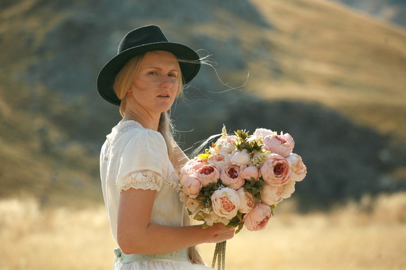 Linen maxi dress rustic, country and boho wedding dress, rustic wedding dress image 4